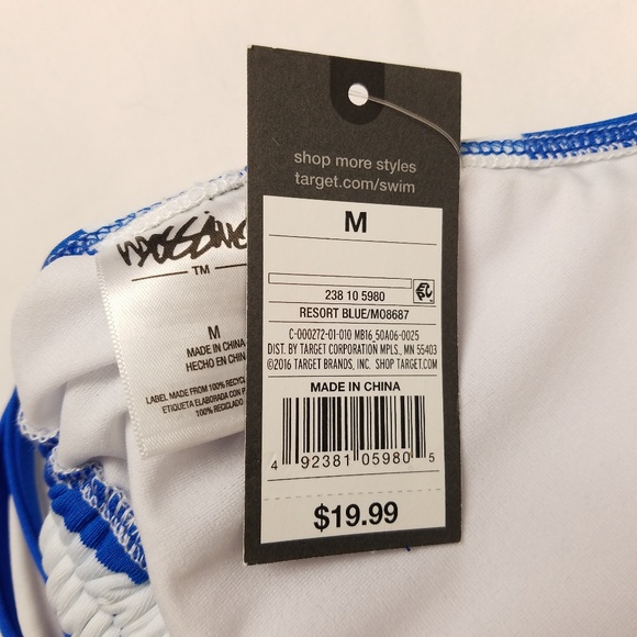 MOSSIMO Resort Blue Striped Triangle Bikini Top M - Picture 5 of 7